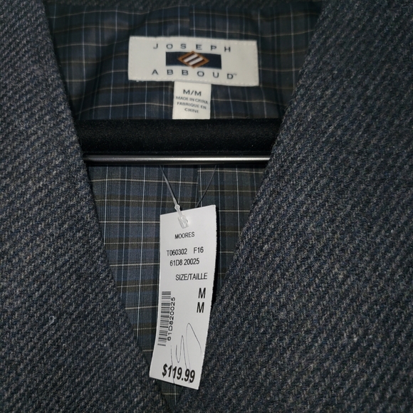 Joseph Abboud Charcoal Wool/Polyester Blend Tweed Vest Men's Large - Picture 4 of 7
